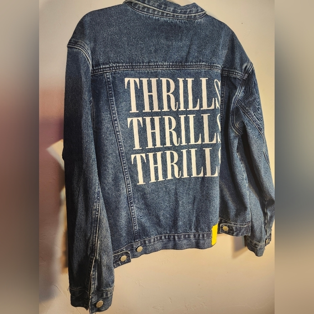 Wesc Thrills Thrills Thrills Denim Jacket Unisex Sz Men's M Women's L